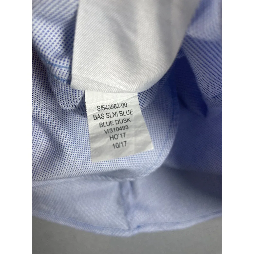 Banana Republic Dress Shirt Mens Non-Iron Slim Fit Blue Dusk Micro Check Medium